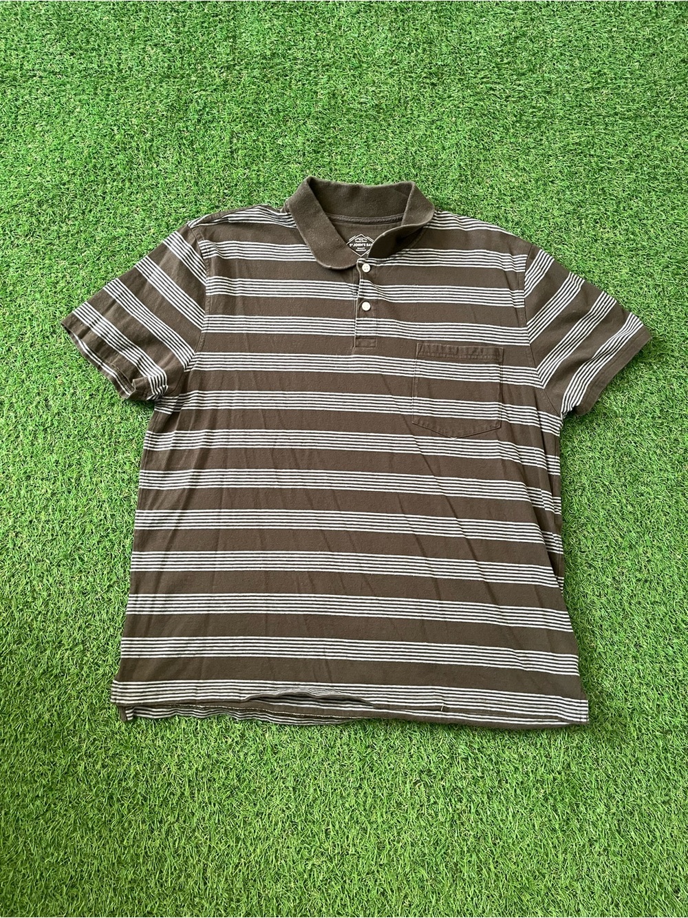 St. John's Bay Brown and White Striped Polo